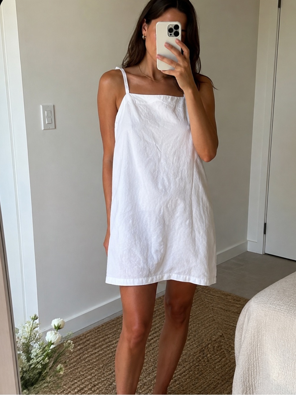 Athleta White paradise cami dress with Adjustable Straps y2k